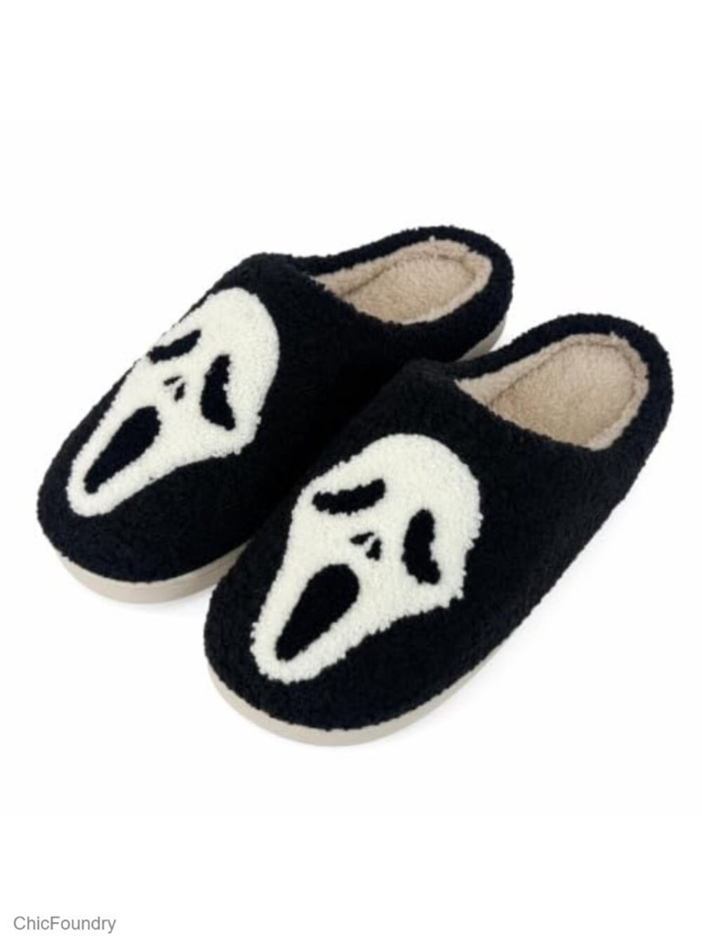 Fuzzy Happy Face Slippers Cozy House Shoes Mules & Clogs